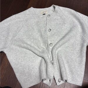 Light Gray Short Sleeved Button-Front Cardigan
